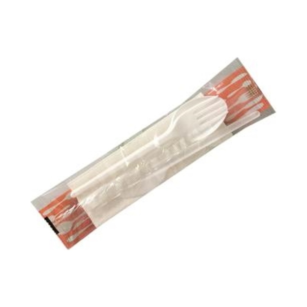 [12500051] Csomagolt evőeszköz Superior fehér kanál+villa+kés+2 rétegű szalvéta 500cs/krt