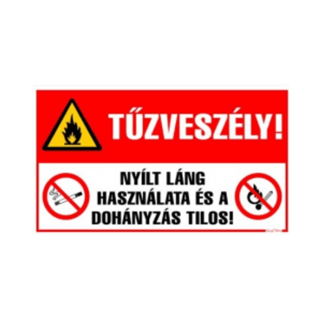Öntapadós matrica 30x17,5cm Tűzveszély! Nyílt láng..