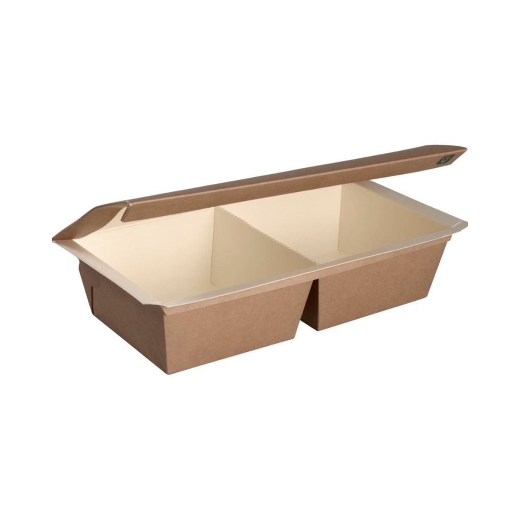 Kraft elviteles szögletes papírdoboz 550/550 ml két részes 23,8x11,5x5,3cm 55db/cs. 165db/krt