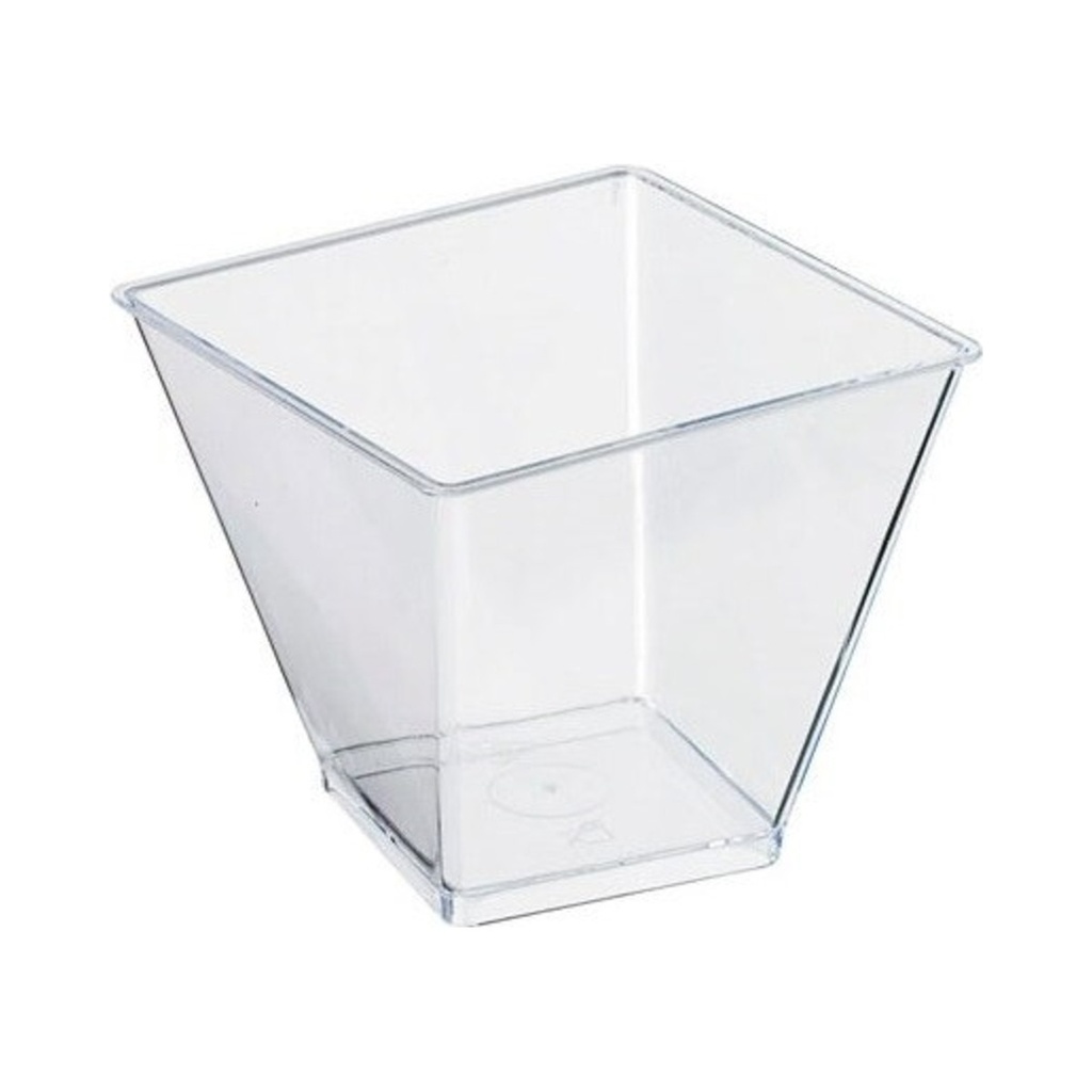 Pagoda desszertes tálka 230ml-es víztiszta (72x72x72mm) (PS) 20db/cs 400db/krt