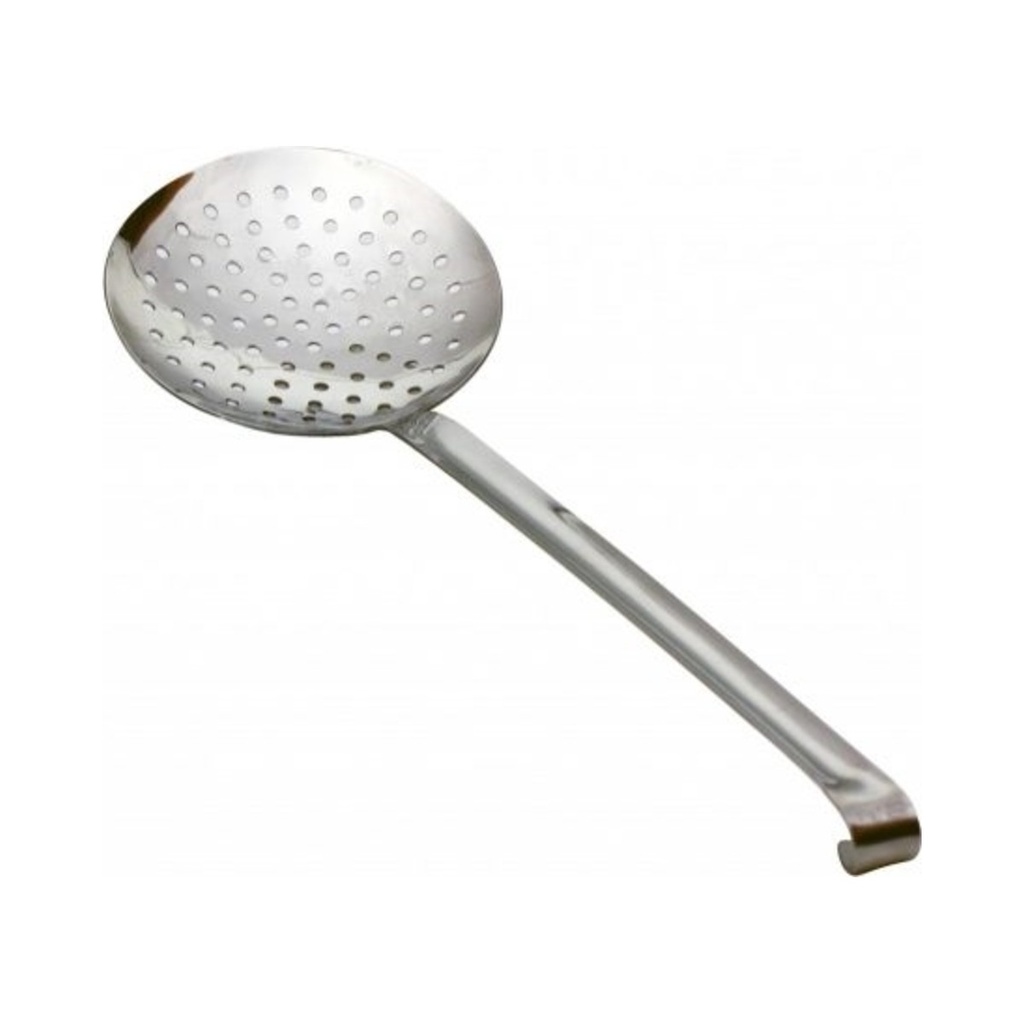 Szűrőlapát kerek fejű mély (fej:13cm, nyél:27,5cm) 18/0 rm.