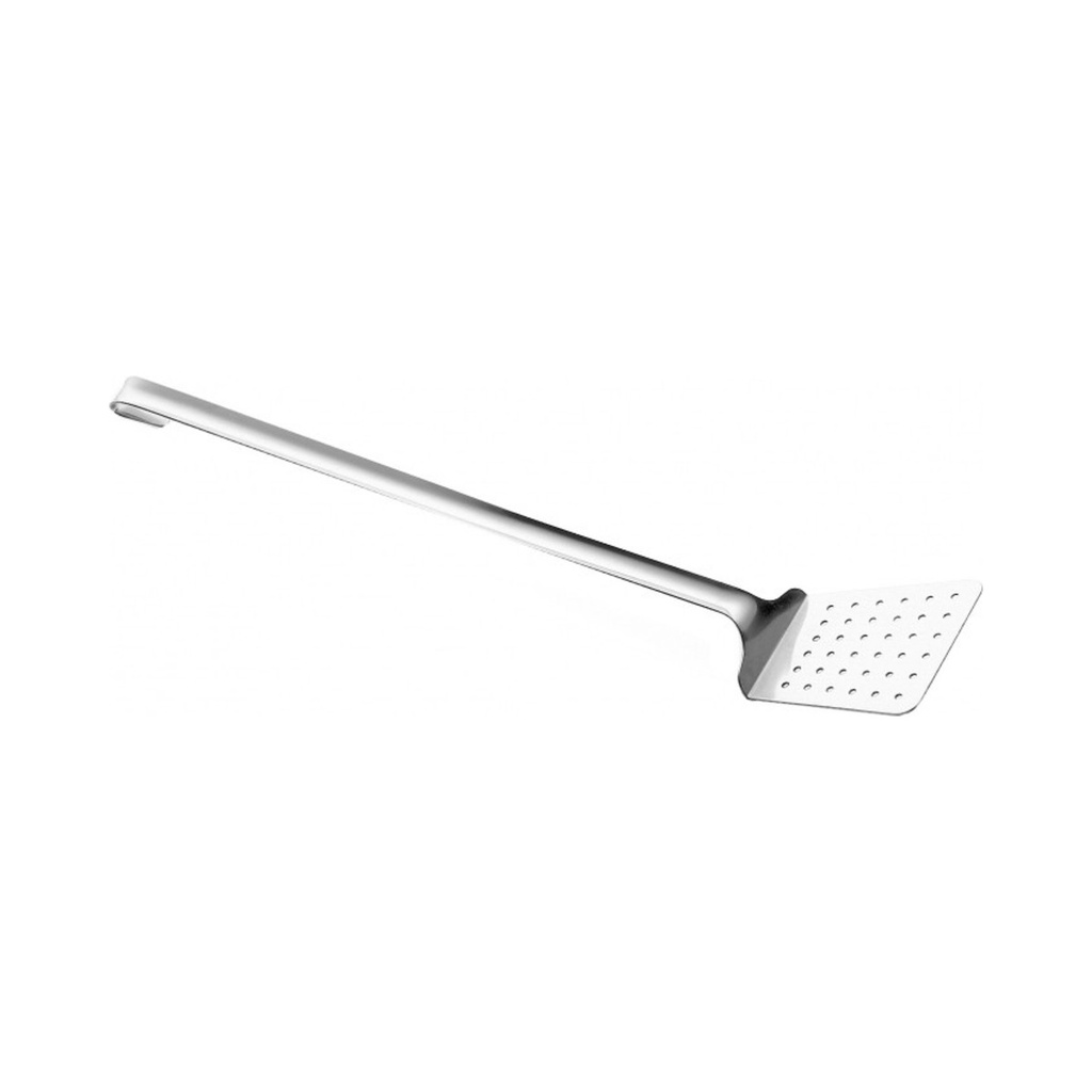 Perforált húsfordító lapát (fej:9,5x4,5/7cm, nyél:26,5cm) 18/0 rm.