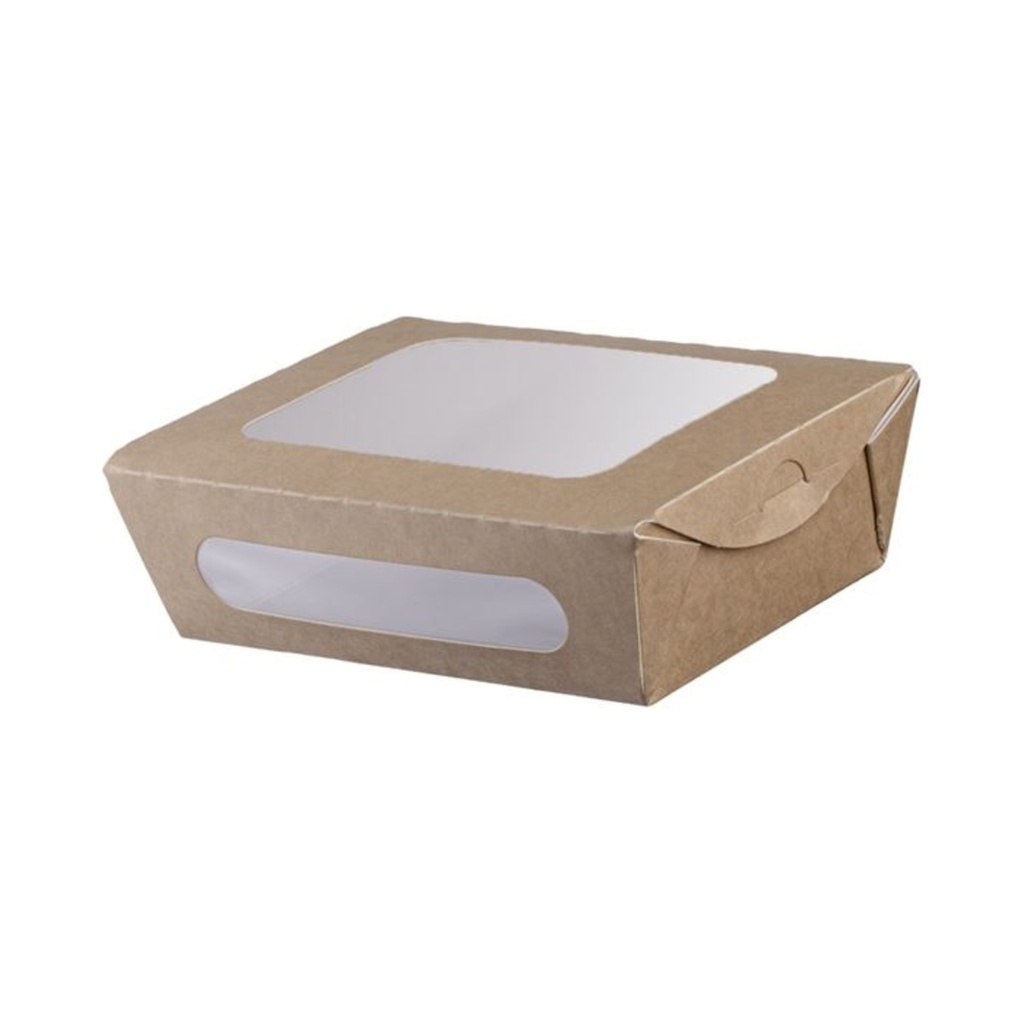Összecsukható kraft ablakos papírdoboz 750ml 160x120x50mm (14x10cm) 50db/cs 200db/krt