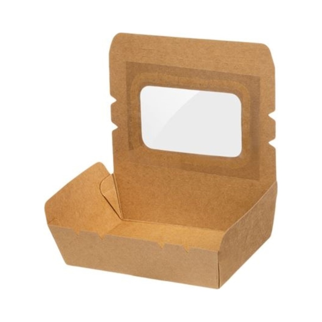 [QW2100FSC] Összecsukható kraft ablakos papírdoboz 2100ml 195x140x65mm 50db/cs 200db/krt