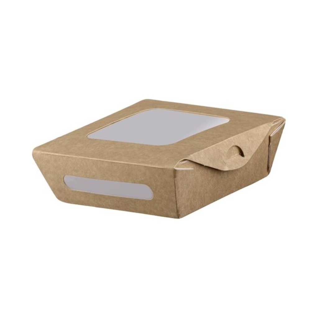 [QDW500] Összecsukható kraft ablakos papírdoboz 500ml 120x120x400mm (100x100x40mm) 50db/cs 300db/krt