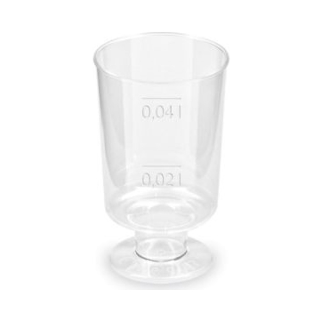[73114] Műanyag stampedlis talpas kehely 2-4cl- nél jelölt 20db/cs 1400db/krt