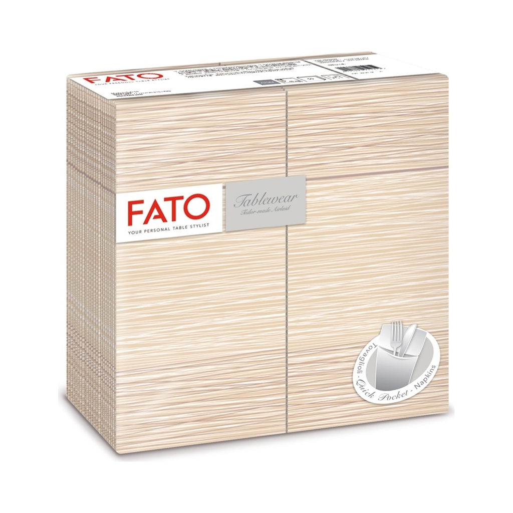 Evőeszköztartós szalvéta Airlaid Quick Pocket Milerighe Sand (40x40cm) 40db/cs 12cs/krt