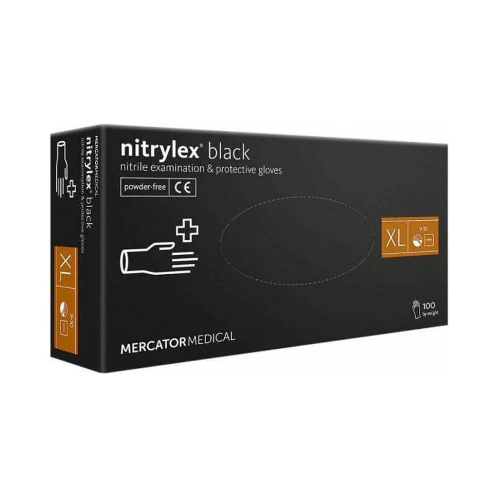 Mercator Nitril púdermentes kesztyű XL-es FEKETE 100db/dob 10dob/krt