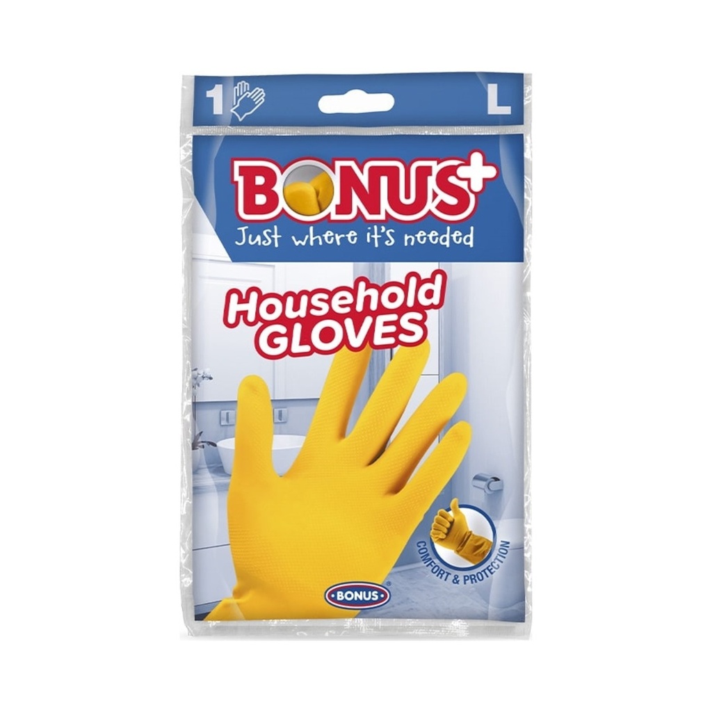 Háztartási gumikesztyű latex sárga L 200cs/krt