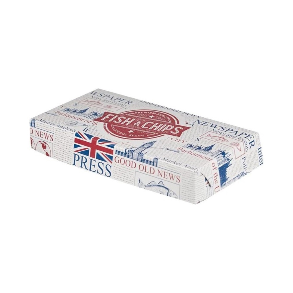 [QLFNCB] Fish & Chips papír doboz alumínium belsővel Nagy 31x15,5x5cm 115db/krt