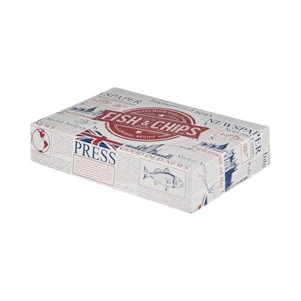 [QSFNCB] Fish & Chips papír doboz alumínium belsővel Kicsi 23,5x15,5x5cm 145db/krt