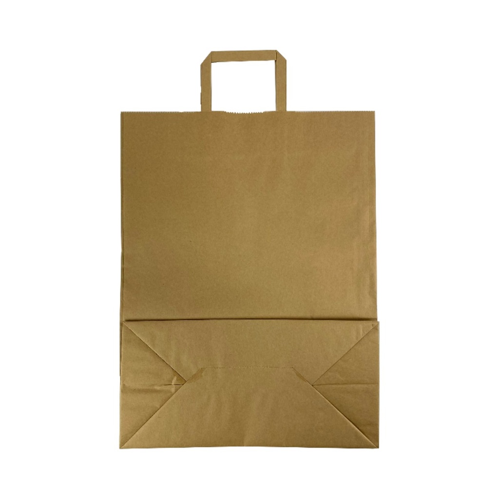 Szalagfüles papírtáska barna 32x16+33,5cm 80g/m3 250db/krt