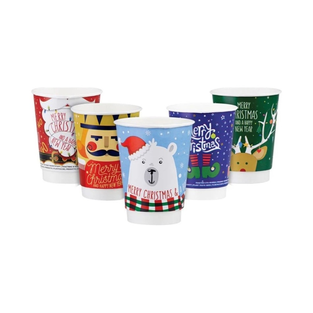 Papírpohár XMAS Mix duplafalú 360ml (O90mm) 25db/cs 500db/krt