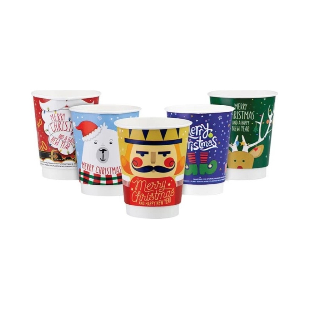 Papírpohár XMAS Mix duplafalú 240ml (O80mm) 25db/cs 500db/krt