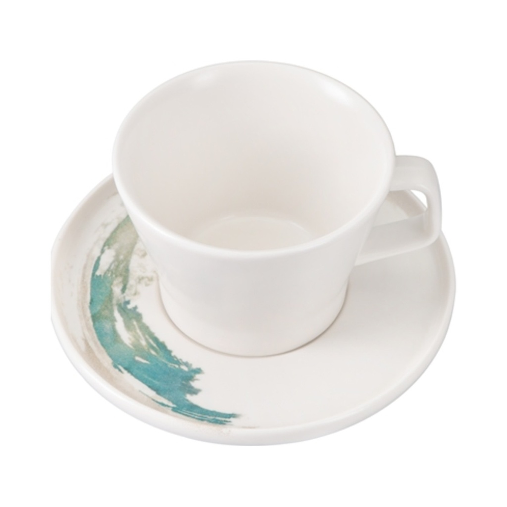 [04PIO001145] Quartet Leafy stócolható kávéscsésze és peremes csészealj 80 ml 12db/krt