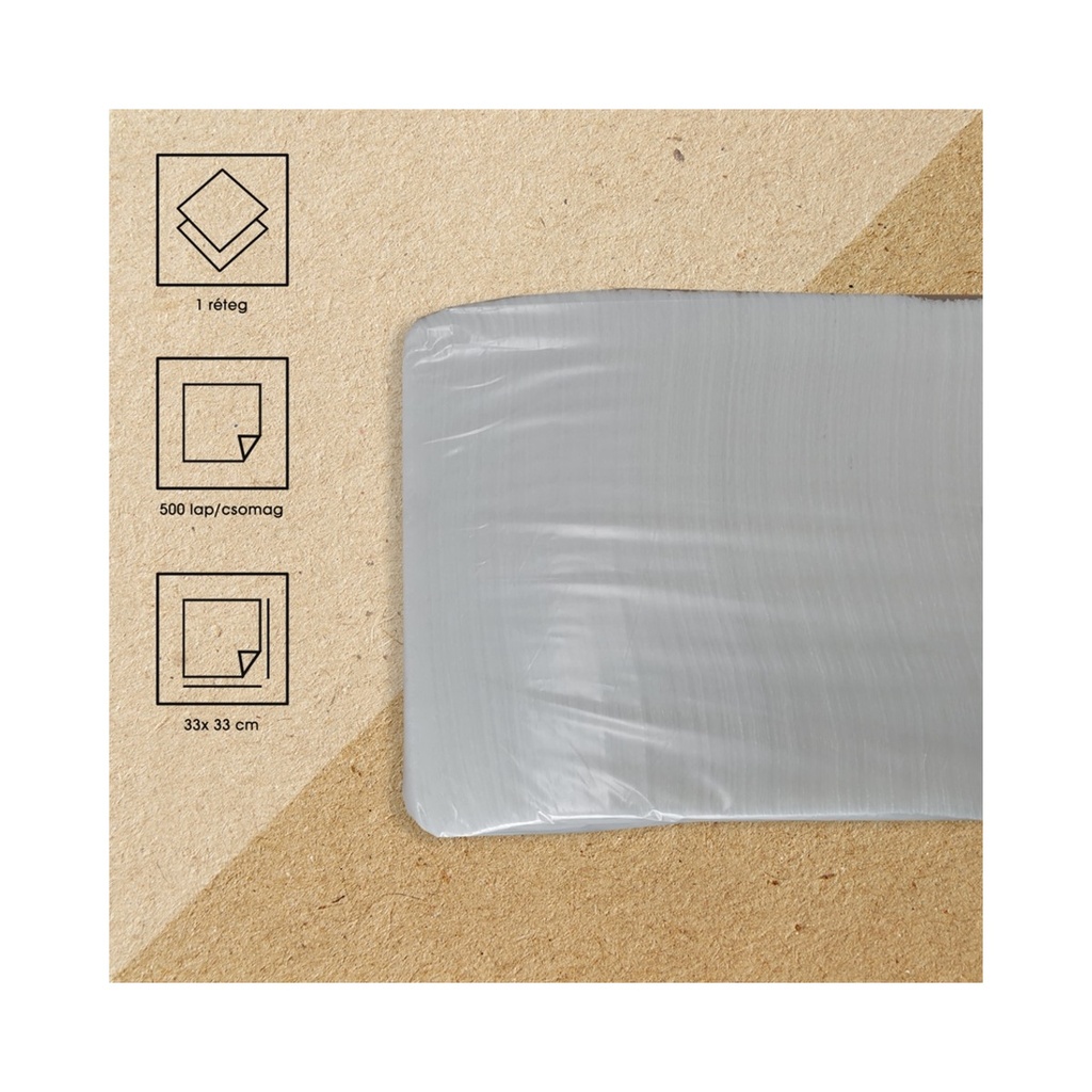 [BI00371A] PT.Éttermi szalvéta, 1/4 hajtású, 1rtg., 33*33cm, FEHÉR, 100%cell., CAFÉ_500, 500lap/csomag (5cs/#)