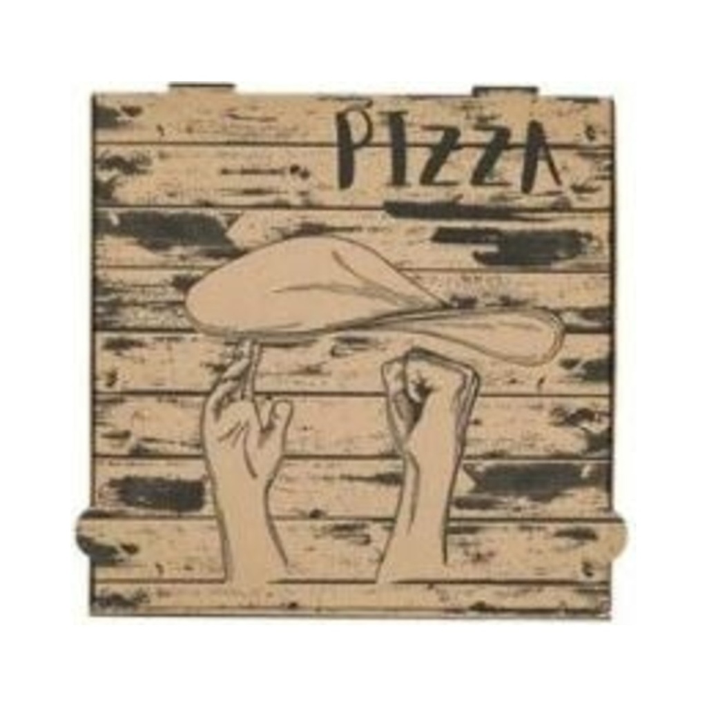 [Q26264KFSC] Kraft pizzadoboz mintás 26x26x4cm 100db/krt (food contact)