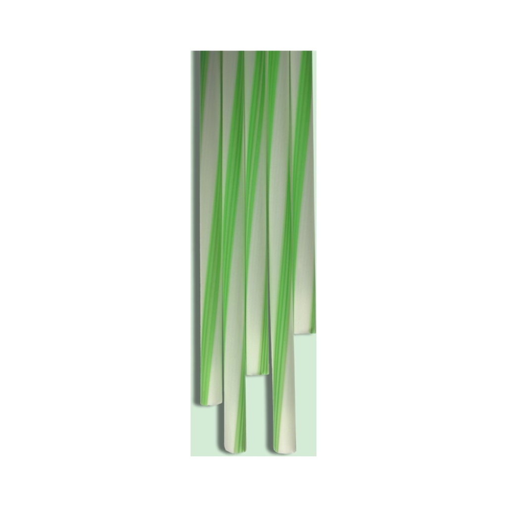 [BI1498] EV.Szívószál BIO fehér-zöld csavart csíkos 6,5mm 23cm 3500db/krt (500 db/csomag, 7 csomag/karton)