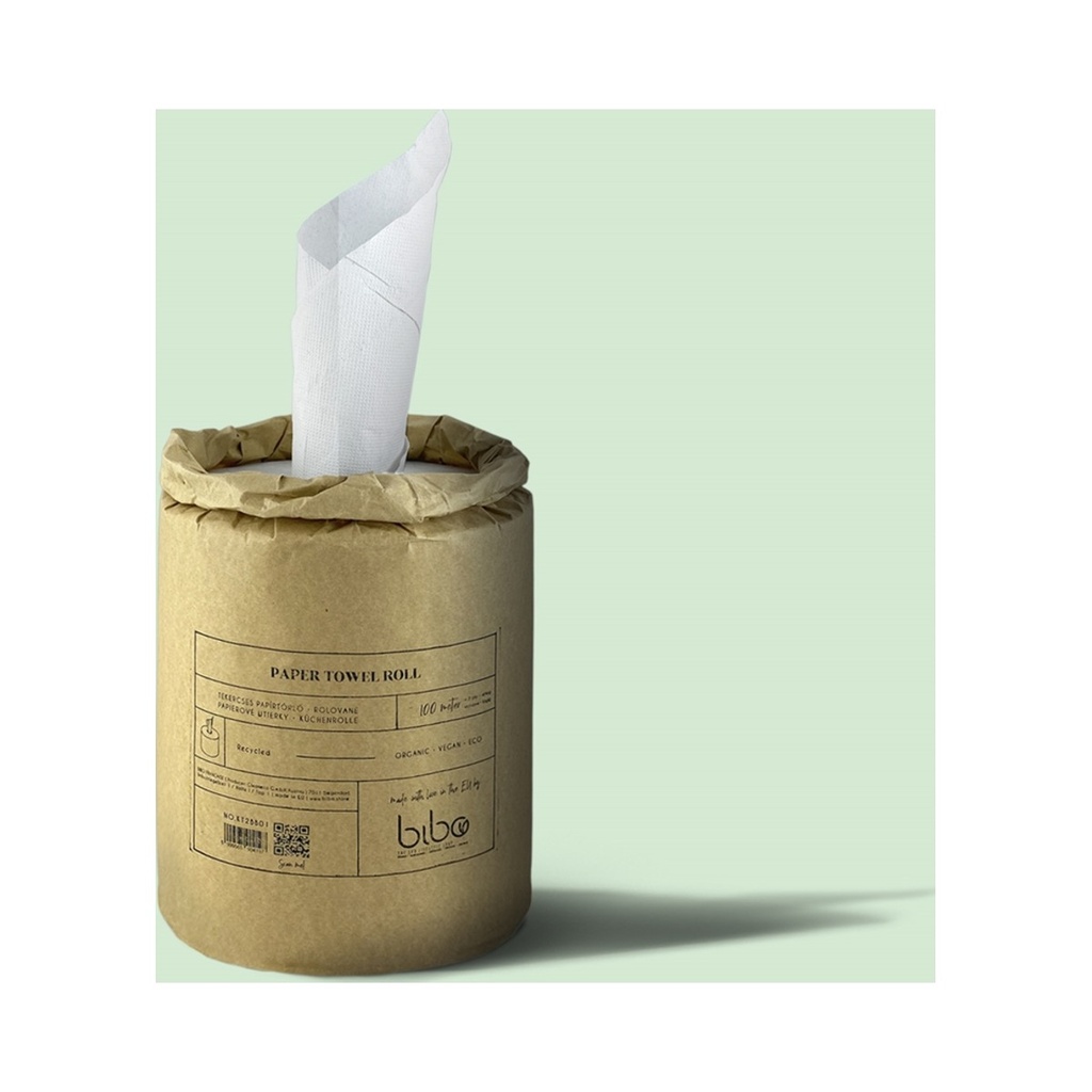 [BIKT2BB01] PT.Bibo tekercses újrahasznosított kéztörlő 2 rétegű 100m Papír csomagolás