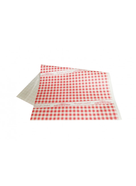 Húscsomagoló papír piros-fehér kockás 60x40cm 45gr 8kg/cs ~ 625 lap/cs.
